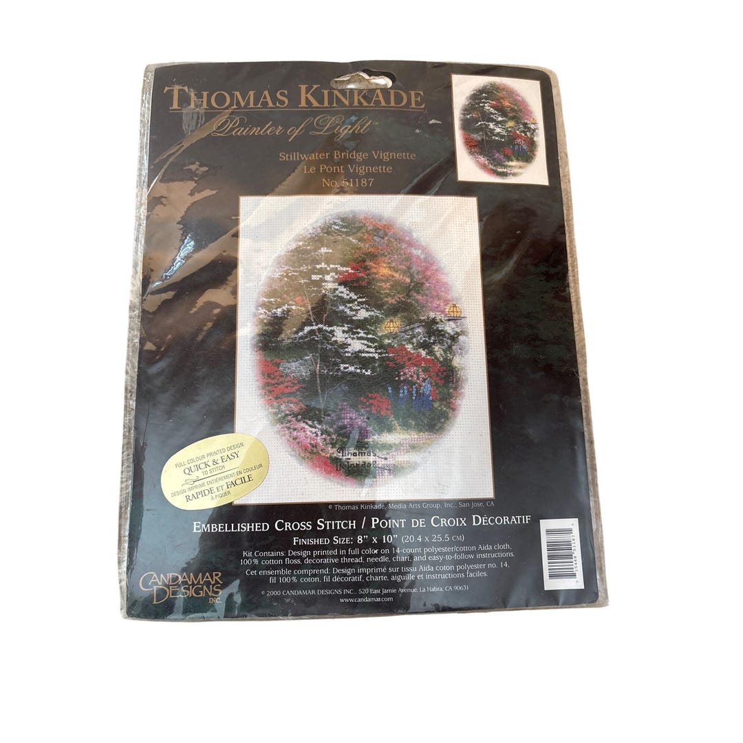 Thomas Kinkade Kreuzstich-Set – Motiv 'Painter Of Light Stillwater Bridge' Inkl. Garn & Anleitung