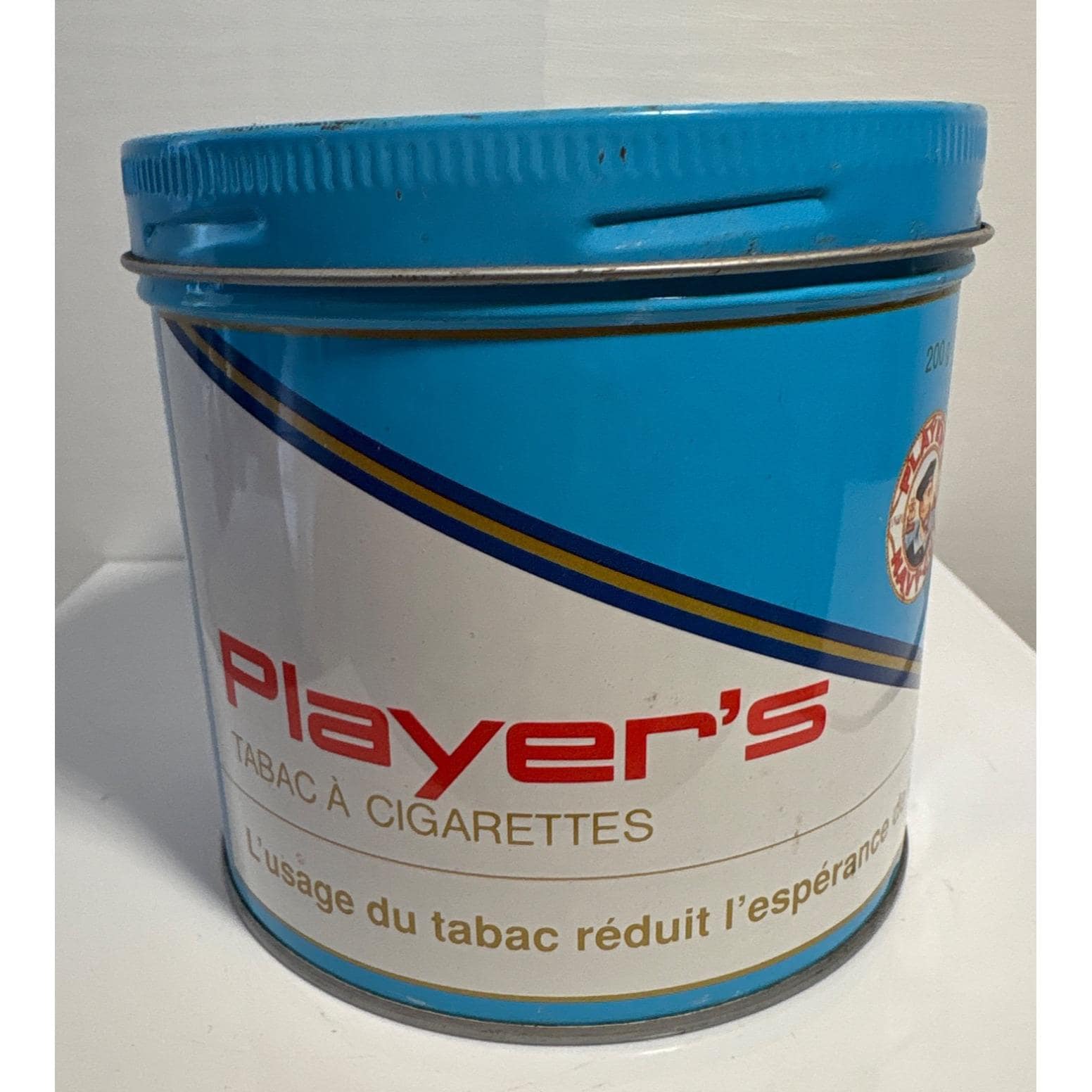 Players Tobacco Tin 200g Blue & White Vintage Collectible Empty