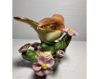 食器 HERENDHVNGARY HANDPAINTED Herend Hungary Handpainted Porcelain Bird Figurine Pink Flowers