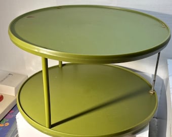 Retro Rubbermaid Two Tiered Lazy Susan Rotating Tray Avocado Green MCM Read