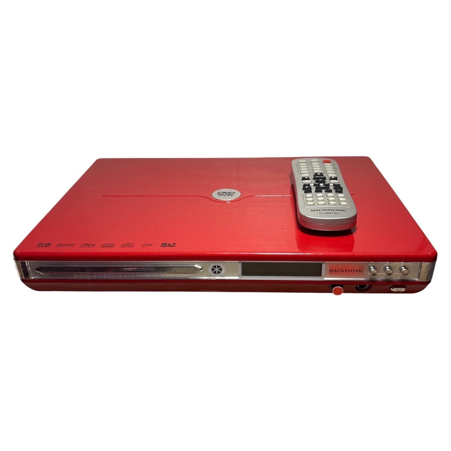 Magnasonic DVD816-5C DVD Player Compact Red Light up Blue Remote
