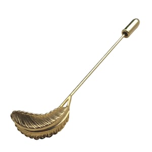 Goldfarbene Feder Anstecknadel Stick Brosche für Männer & Frauen 3 "