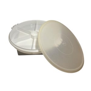 Tupperware White Divided Serving Tray With Lid 12&quot; Round Plastic Party Platter