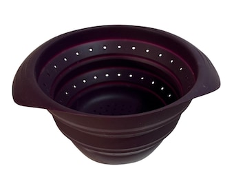 Epicure Collapsible Silicone Strainer Colander  7.5"  Purple Space-Saving