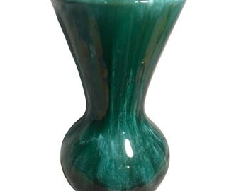 Blue Mountain Keramikvas 23 cm Droppglasyr Grön Svart Bulb BMP Kanada MCM