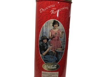 Lata de Coca Cola alta ovalada, envase vintage, publicidad retro de Coca Cola de 28 cm (11").