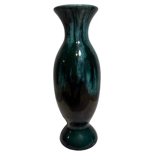 Ceramiczny wazon z rozszerzonymi ustami Vintage Green Drip Glaze Glossy Canada 7" Tall MCM