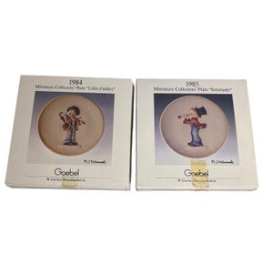 Goebel Hummel Miniature Collectors Plates Little Fiddler and Serenade In Original Boxes 1984 & 1985