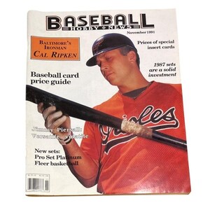 Revista Baseball Hobby News de novembro de 1991 com capa e guia de preços da Cal Ripken