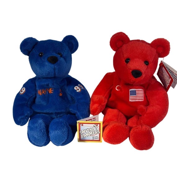 Wayne Gretzky Plush Bears 99 Salvinos Bammers Red & Blue Set of 2