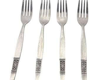 National Stainless Dinner Forks Fleur-De-LisHandle Design Japan Set of 4