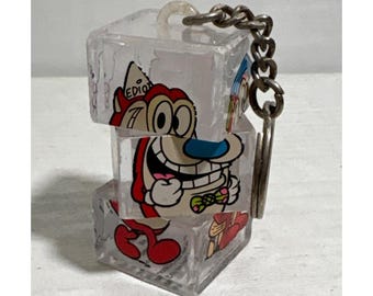 Nickelodeon Ren & Stimpy Keychain Puzzle Cube 2&quot; Vintage 1994