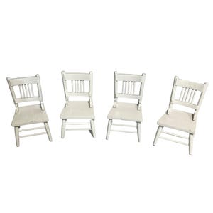 Wooden Dollhouse Chairs Set Of 4 Vintage White 1:12 Dining Room 3 1/8&quot; Tall