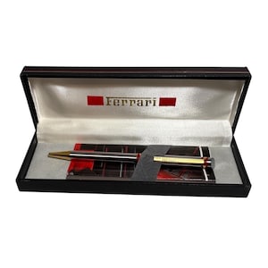 Ferrari Formula Gold & Silver Ballpoint Pen In Original Case