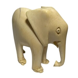 Elephant Miniature Sculpture Collectible Art Vintage Hand Carved 3 x 2.5&quot;