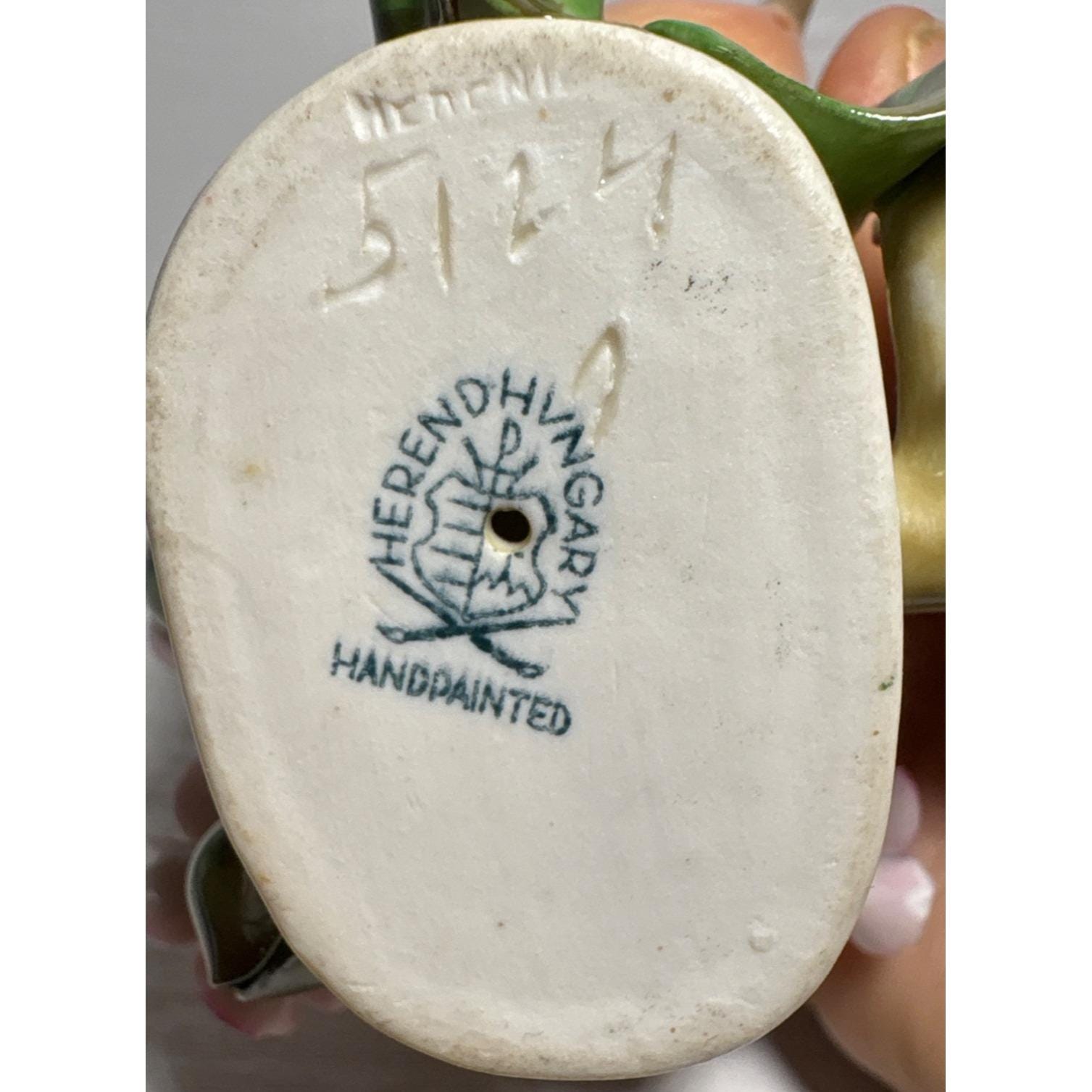 Herend Hungary Handpainted Porcelain Bird Figurine Pink Flowers