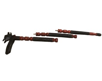 Wolf Head Cane Walking Stick from Thialand 3 Piece Detachable Hand-Carved Wooden