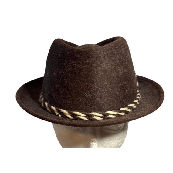 Biltmore Cavalier Brown Fur Fedora Hat With Feather  display picture 2