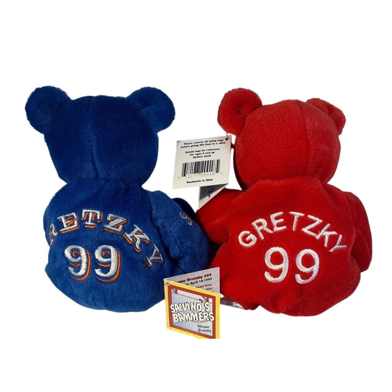 Wayne Gretzky Plush Bears 99 Salvinos Bammers Red & Blue Set of 2