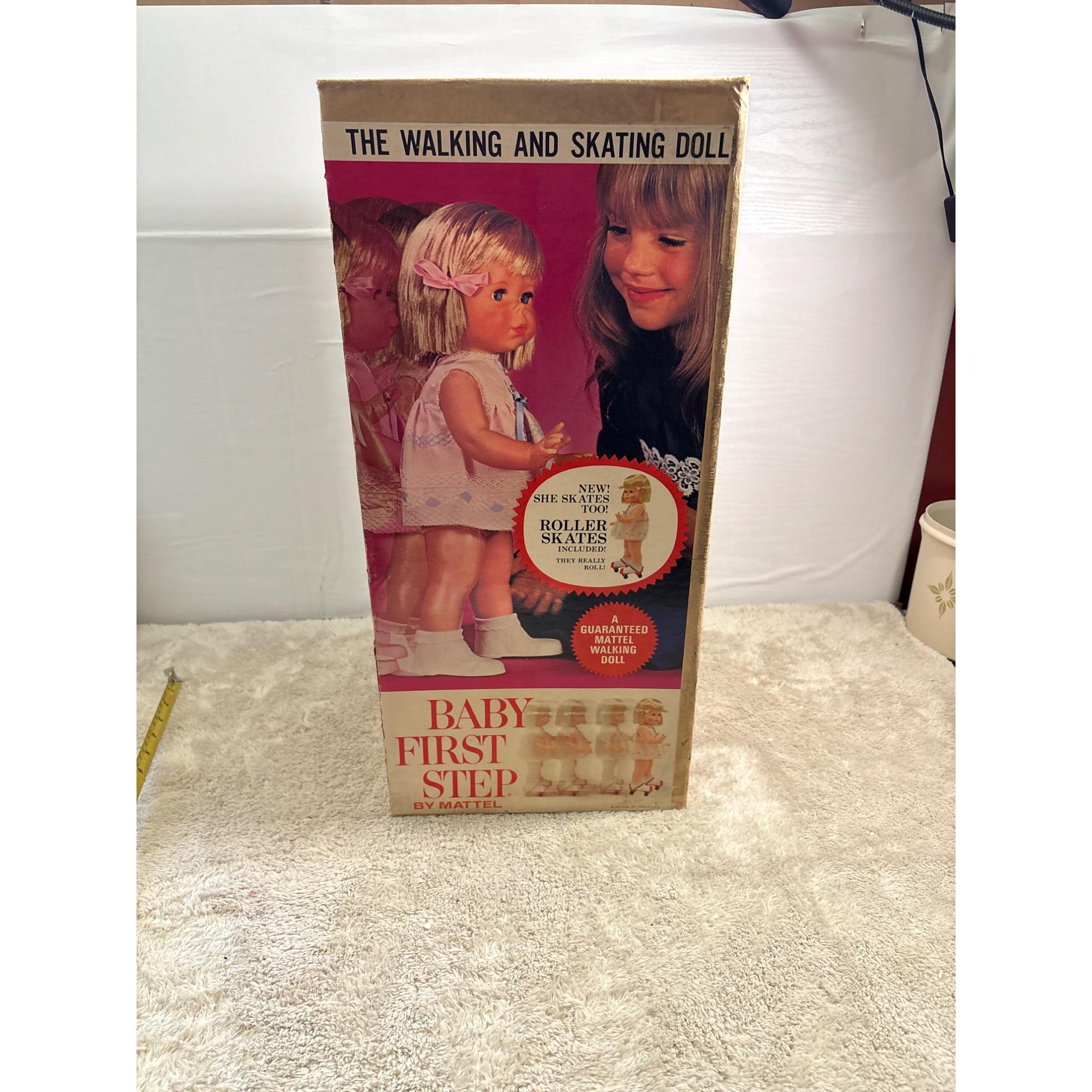 Mattel Baby First Step Walking & Skating Doll Vintage With Box