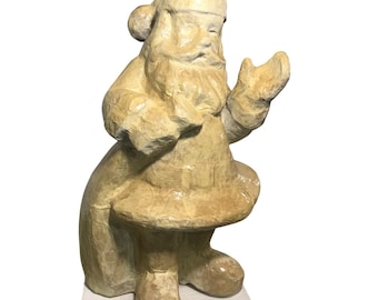 Paper Mache Santa Claus Figurine 17.5" Tall Vintage Handcrafted