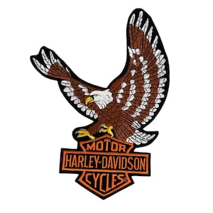Harley Davidson Embroidered Eagle Patch 9 x6.25&quot; Motorcycle Biker Jacket Iron-On