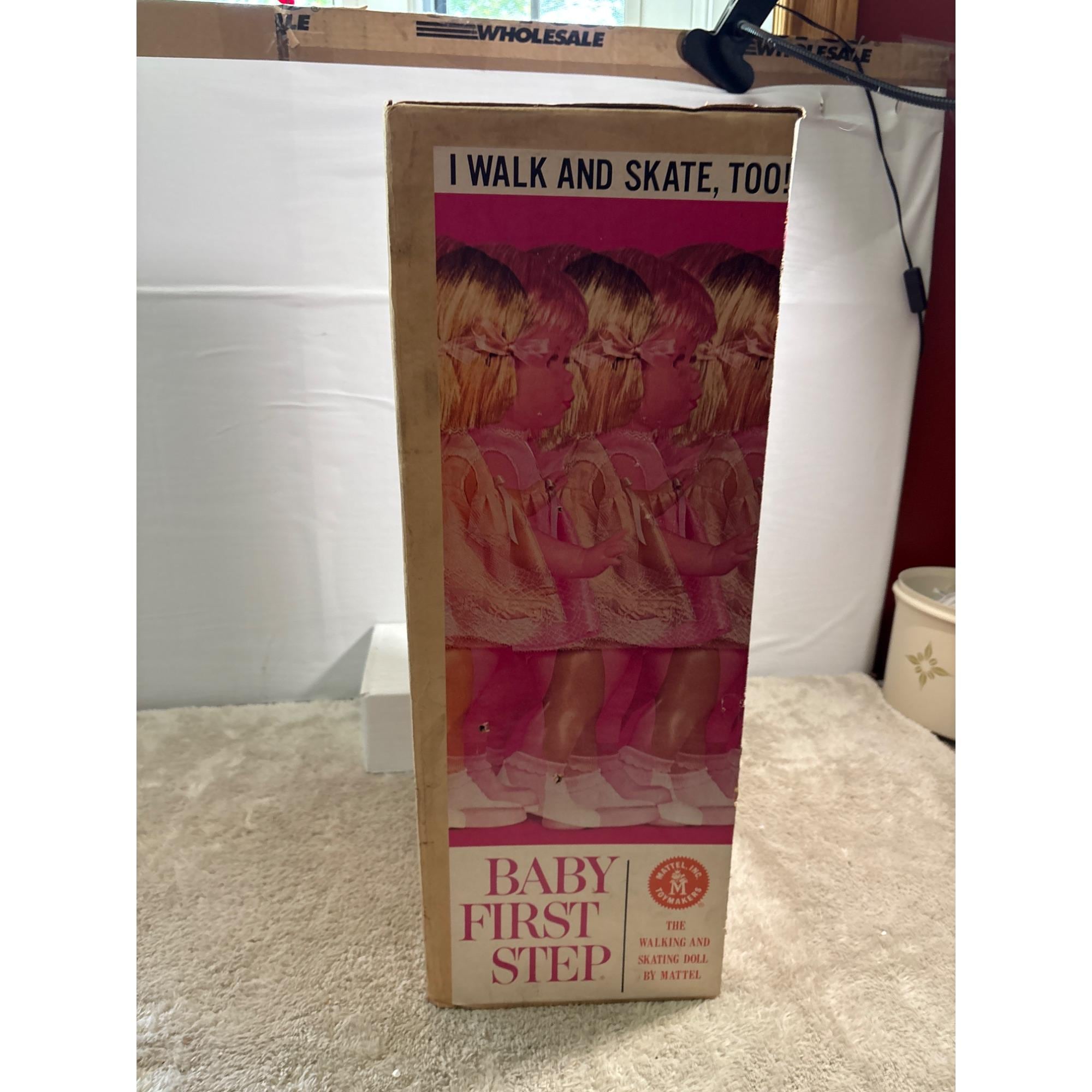 Mattel Baby First Step Walking & Skating Doll Vintage With Box