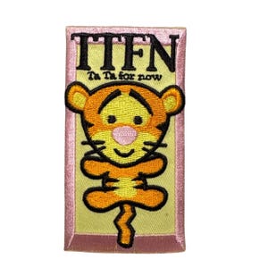 Écusson thermocollant brodé Tigrou TTFN Ta Ta For Now de Disney 3,5 x 2 pouces, dessin animé mignon ours