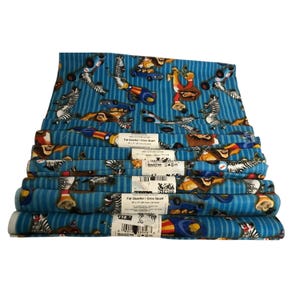 7 Madagaskar Stoffkreationen Fat Quarter Baumwolle 18 "X 21" Blau Gestreift