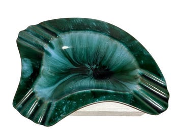 ヴィンテージ アート 陶器 灰皿 ミッドセンチュリー モダン MCM ブルー