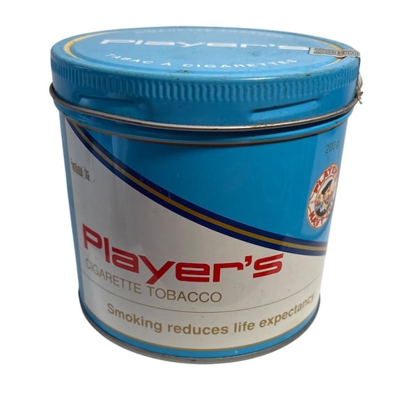 players no name tobacco tin Players Tobacco Tin 200g Blue & White Vintage Collectible Empty
