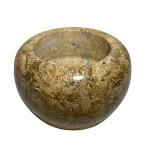 Polished Stone Marble Tealight Candle Holder Natural Beige Minimalist Unique