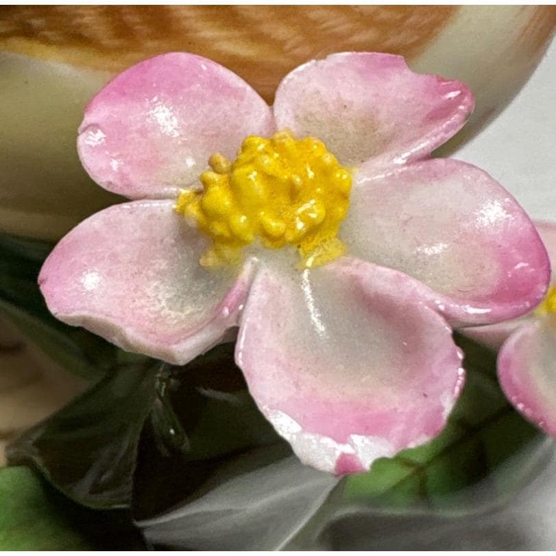 Herend Hungary Handpainted Porcelain Bird Figurine Pink Flowers