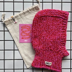 Knitting Balaclava Pink & Coral Mix Color image 2