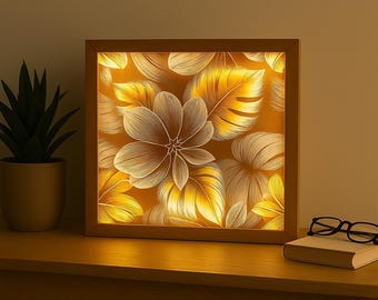 Blumen Holz Licht Box: Handgemachte LED Nachtlampe, gemütliche Wohnkultur