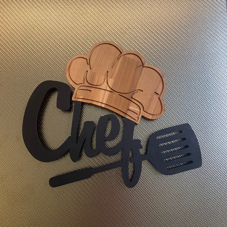 Chef Metal Wall Decor, Kitchen Wall Decor, Chef-themed Metal Wall Decor