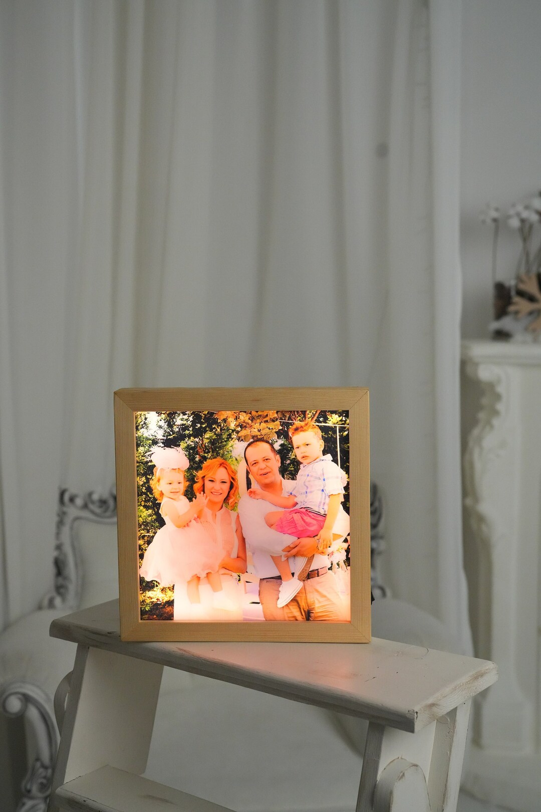 Personalized Photo Light Box, Custom Image Wooden Lamp, Engraved Photo ...