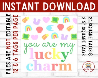 Você é meu amuleto da sorte, etiqueta de biscoito para impressão, etiqueta do Dia de São Patrício para download instantâneo, etiqueta de biscoito de marshmallow de cereal, etiqueta de presente fácil