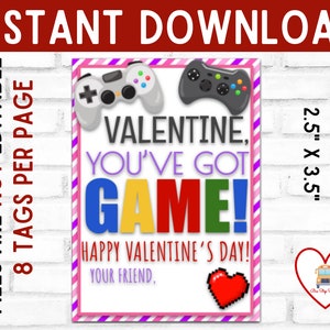 Video Game Valentine&#39;s Day Printable Tag, You&#39;ve Got Game, Gamer Valentine, Valentine Tag, Easy Valentine, Video Games Valentine, Game Tag