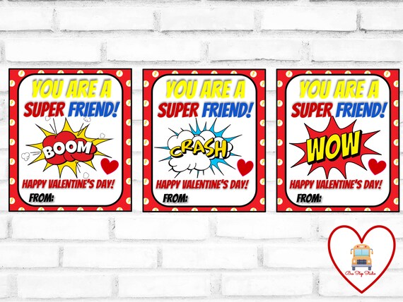 Superhero Valentines Day Treat Tags, Classroom Valentines