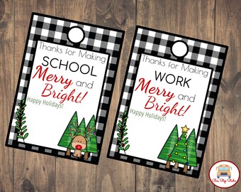 etiqueta imprimível do presente do Natal do professor | Tag do professor do Natal | Tag do professor do feriado | Presente do professor | Etiqueta do professor | Professor alegre e brilhante