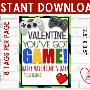 Video Game Valentine&#39;s Day Printable Tag, You&#39;ve Got Game, Gamer Valentine, Valentine Tag, Easy Valentine, Video Games Valentine, Game Tags