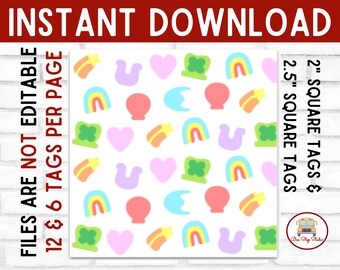 Etiqueta de biscoito para impressão com tema amuleto da sorte, etiqueta do Dia de São Patrício para download instantâneo, etiqueta de biscoito de marshmallow de cereal, etiqueta de presente fácil, etiqueta de cartão de biscoito