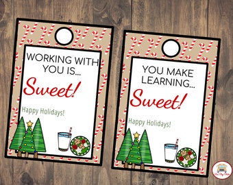 etiqueta imprimível do presente do professor do feriado do | Tag do professor do Natal | Etiqueta Clássica | Presente do professor | Etiqueta do professor | Etiqueta de biscoito | Etiqueta de doces