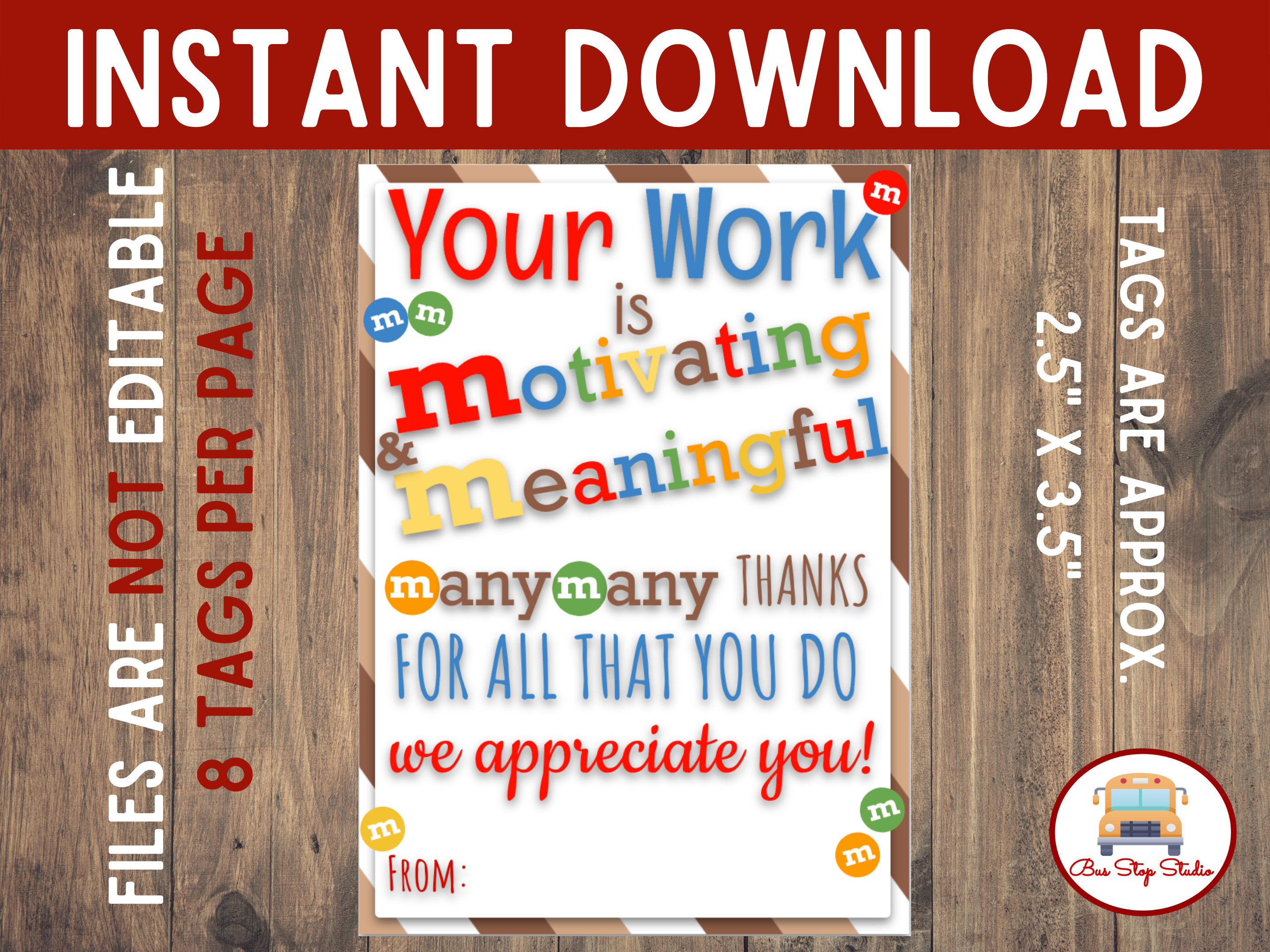 Printable Teacher Gift Tags M&M Teacher Tags Mm Tags Easy - Etsy