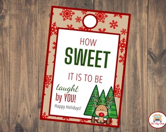 etiqueta imprimível do presente do Natal do professor | Tag do professor do Natal | Tag do professor do feriado | Presente do professor | Etiqueta do professor | Etiqueta de biscoito | Etiqueta de doces