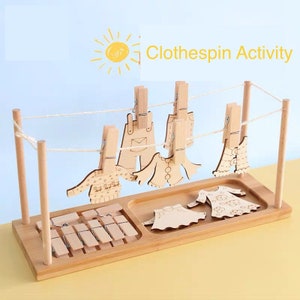 Clothespin Clipping Clothes Montessori Practical Life Activity Fine Motor Skill Drying Rack 2.5-4Y