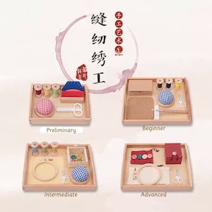Montessori Sewing Kits Preliminary Level for 2.5-4 years old Needlework Practical Life Activity Ready-to-use Set