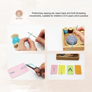 Montessori Sewing Kits Preliminary Level for 2.5-4 years old Needlework Practical Life Activity Ready-to-use Set image 6