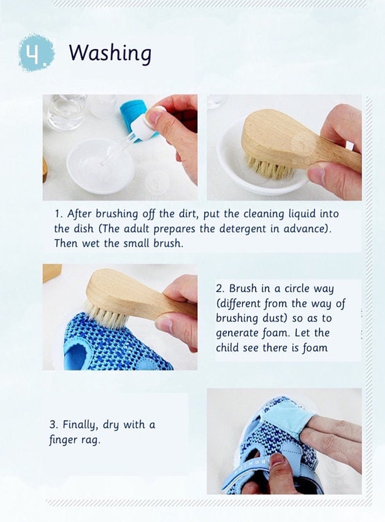 Dusting Washing Polishing Shoes Work Montessori Practical Life Activity